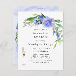 Lila Blue Hyacinth Peony Brunch & Bubble Invites Kaart