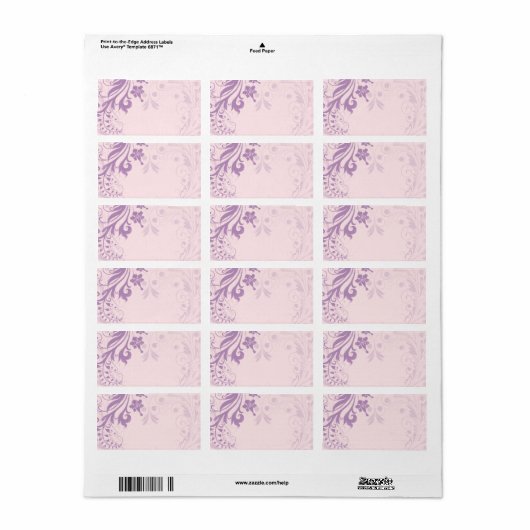 Lila Blush Bloemen Bruiloft Blank Adres Label (Full Sheet)