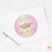 Lila blush Bourgogne redt de datum van Quinceanera Ronde Sticker (Envelop)