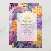 Lila, Blush Pink en  Yellow Wedding Invit Kaart (Voorkant / Achterkant)