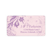 Lila Blush Roze Bloemen Bruiloft Adres Label (Voorkant)