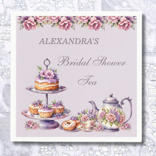 Lila Blush Roze Bloemen Tea Party Vrijgezellenfees Servet