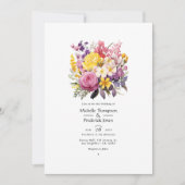 Lila, Blush Roze en  Geel Bruiloft Kaart (Voorkant)