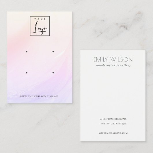 Lila Blush Wave Hologram Logo 2 Veroorbaar beeldsc Visitekaartje (Voorkant / Achterkant)