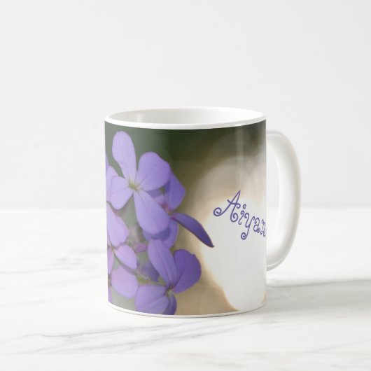 Lila Blüten mit Name Koffiemok (Voorkant rechts)