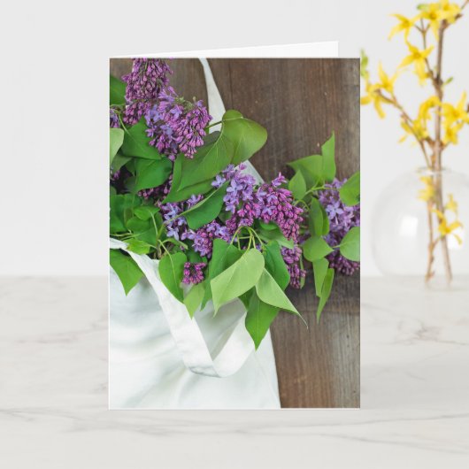 lila boeket in zak kaart (Gele Bloem)