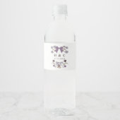 Lila Bogen Bloesem Huwelijk Monogram Waterfles Etiket (Voorkant)