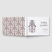 Lila Bogen & Bloesems Bloemen Huwelijk Gastenboek (Volledig)