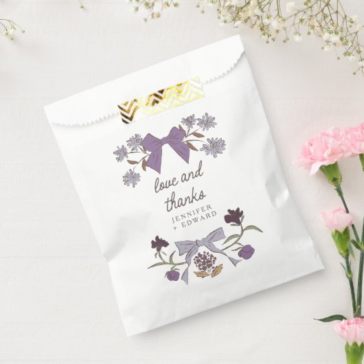 Lila Bogen en Bloesems Boho Wedding Bedankzakje (Gezegeld)