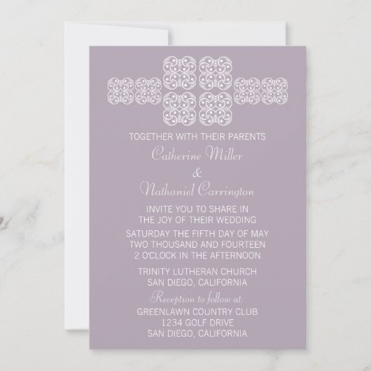Lila Bohemian Chic Wedding Invite Kaart (Voorkant)