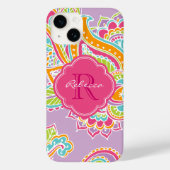 Lila Bohemian Paisley Custom Monogram Case-Mate iPhone Case (Achterkant)