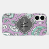 Lila Bohemian Paisley Custom Monogram Case-Mate iPhone Case (Achterkant (horizontaal))