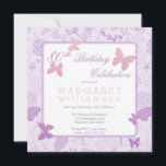 Lila Boho Butterfly Floral 80th Birthday Party Kaart<br><div class="desc">lila floralen met vlinders zijn de basis voor dit ultra-feministische viertachtigste verjaardagsfeest. Eenvoudig personaliseer je partijgegevens voor een unieke uitnodiging die het verjaardagsmeisje zeker liefheeft.</div>