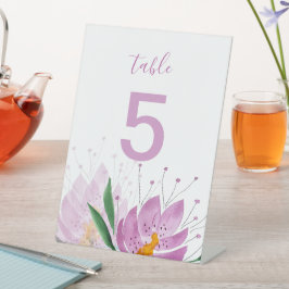 Lila Boho Floral Waterverf Art Reclamebord Met Voetstuk