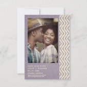 Lila Boho Texture Engaged Romantic Couple Save The Date (Voorkant)