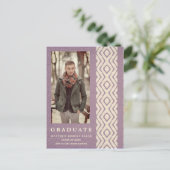Lila Boho Tribal Textuur Foto Afstuderen Aankondigingskaart (Staand voorkant)