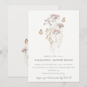 Lila Boho Wildflower Varen Bladgroen Morgen Na Kaart (Voorkant / Achterkant)