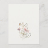Lila Boho Wildflower Varen Bladgroen Trouwdetail Informatiekaartje (Achterkant)