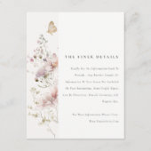 Lila Boho Wildflower Varen Bladgroen Trouwdetail Informatiekaartje (Voorkant)