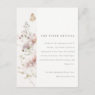 Lila Boho Wildflower Varen Bladgroen Trouwdetail Informatiekaartje