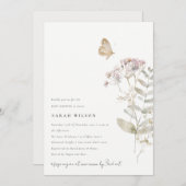 Lila Boho Wildflower Varen Botanisch Baby shower Kaart (Voorkant / Achterkant)