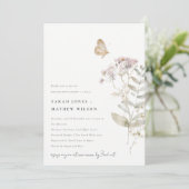 Lila Boho Wildflower Varen Botanisch Verloving Kaart (Staand voorkant)