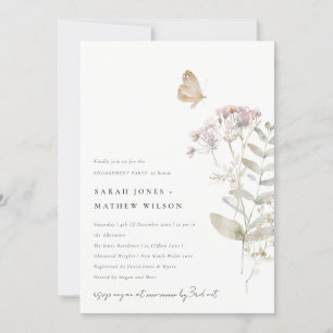 Lila Boho Wildflower Varen Botanisch Verloving Kaart