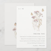 Lila Boho Wildflower Varen Botanische bruiloft Bedankkaart (Voorkant / Achterkant)