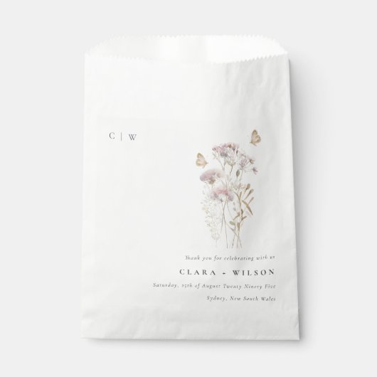 Lila Boho Wildflower Varen Botanische bruiloft Bedankzakje (Voorkant)