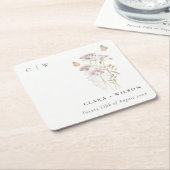 Lila Boho Wildflower Varen Botanische bruiloft Kartonnen Onderzetters (Schuin)