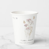 Lila Boho Wildflower Varen Botanische bruiloft Papieren Bekers (Voorkant)