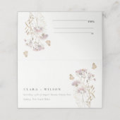 Lila Boho Wildflower Varen Botanische bruiloft Plaatskaartje (Buitenkant ongevouwen)