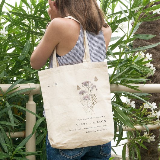 Lila Boho Wildflower Varen Botanische bruiloft Tote Bag
