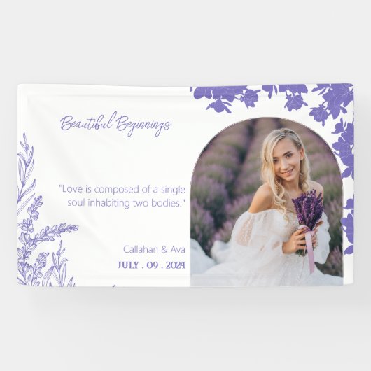 lila boog mooi begin bruiloft ontwerp spandoek (Horizontaal)