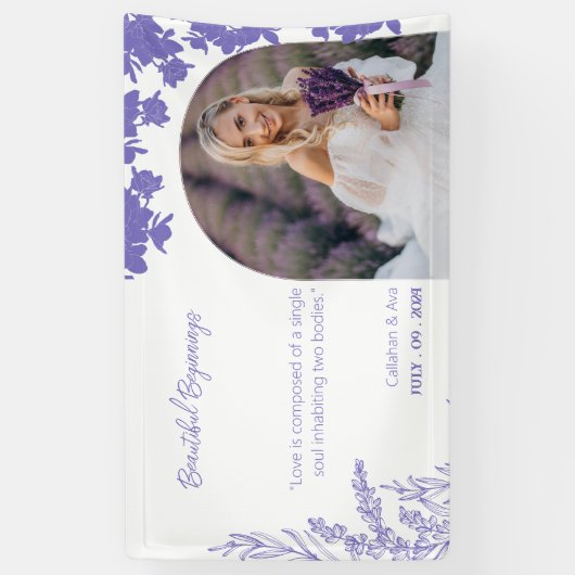 lila boog mooi begin bruiloft ontwerp spandoek (Verticaal)