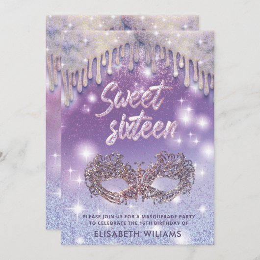 Lila borsteldruppels kaart (Voorkant / Achterkant)