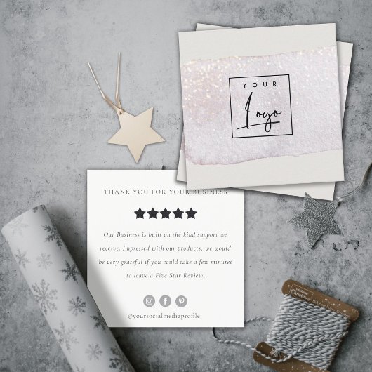 Lila borstelstoke monogram Review Verzoek Logo Vierkante Visitekaartje