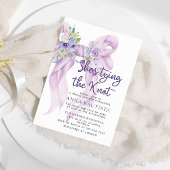 Lila Bow Shes Tying the Knot Floral Vrijgezellenfe Kaart