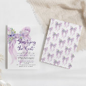 Lila Bow Shes Tying the Knot Floral Vrijgezellenfe Kaart