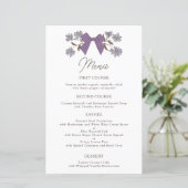 Lila Bows Flower Wedding Dinner Menu (Staand voorkant)