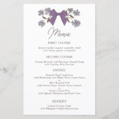 Lila Bows Flower Wedding Dinner Menu (Voorkant)