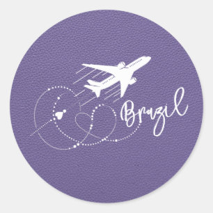 Lila Braziliaans paspoort Ronde Sticker