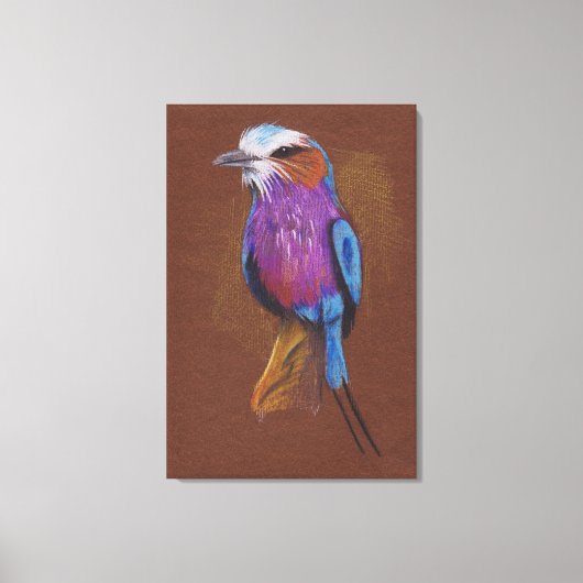 Lila Breasted Roller Bird Pencil Tekening Canvas Afdruk (Voorkant)