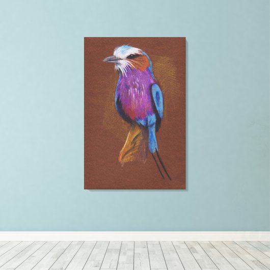 Lila Breasted Roller Bird Pencil Tekening Canvas Afdruk (Insitu (Houten vloer))