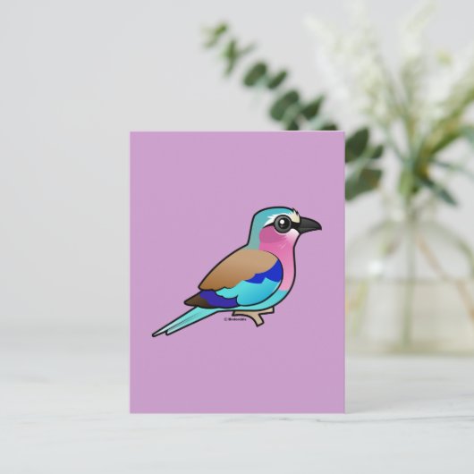 Lila broodrooster briefkaart (Staand voorkant)