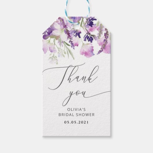 Lila brudal dank u label cadeaulabel (Voorkant)