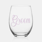 Lila bruidegom wijnglas zonder voet (Voorkant)