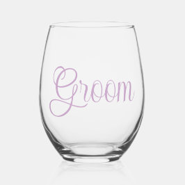 Lila bruidegom wijnglas zonder voet