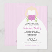 Lila bruidsdoucheuitnodigingen (trouwjurk) kaart (Voorkant / Achterkant)