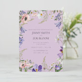 Lila bruiloft uitnodiging (Staand voorkant)